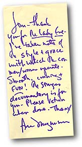 A note from Ann 